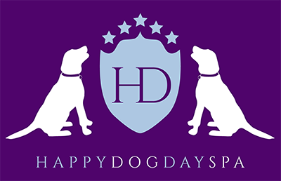 Happy Dog Day Spa Logo Dark Background